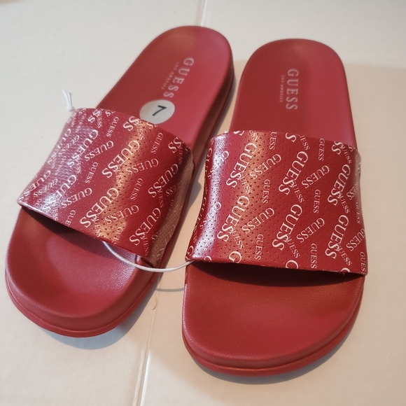 SOLD NWOT Guess Womens Red Slides Size 7 - Picture 5 of 5